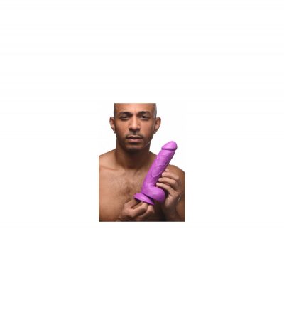REALISTIC DILDO W/ TESTICLES 21 CM PURPLE - Imagen 7