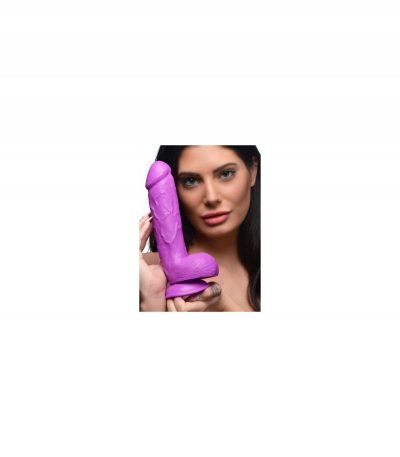 REALISTIC DILDO W/ TESTICLES 21 CM PURPLE - Imagen 8