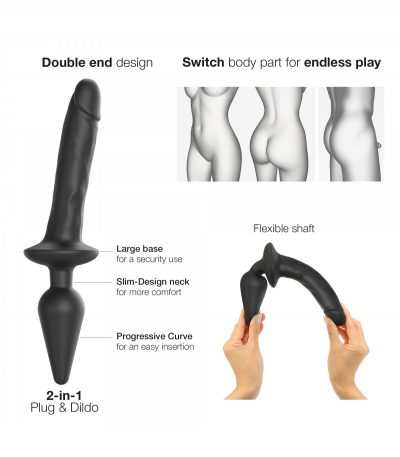 DILDO SWTICH PLUG-IN REALISTIC BLACK L - Imagen 3