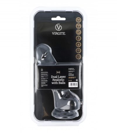 DUAL LAYER REALISTIC 18'5CM WITH BALLS R33 BLACK - Imagen 3