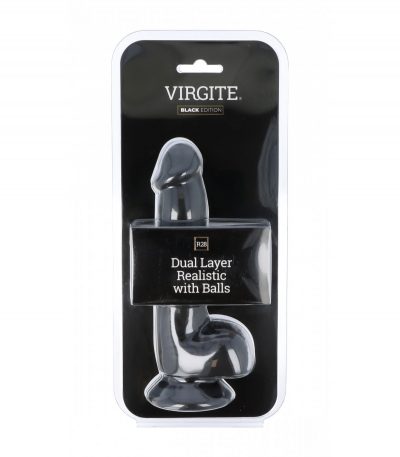 DUAL LAYER REALISTIC WITH BALLS 20CM R28 BLACK - Imagen 2