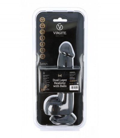 DUAL LAYER REALISTIC WITH BALLS 20CM R28 BLACK - Imagen 3
