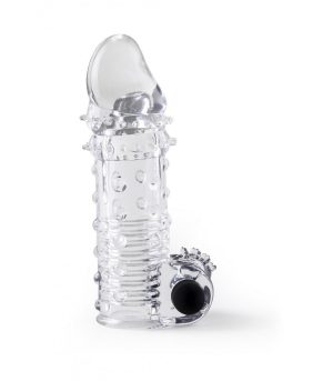 REALISTIC PENIS SHEATH S11 TRANSPARENT 15'5 CM W/ VIBRATION