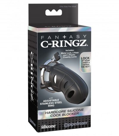 HARDCORE SILICONE COCK BLOCKER BLACK - Imagen 2
