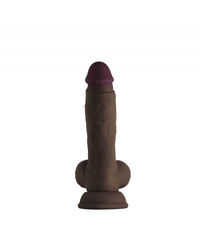 MODEL A 7.5" LIQUIDE SILICONE DONG W/BALLS - MAHOGANY - Imagen 3
