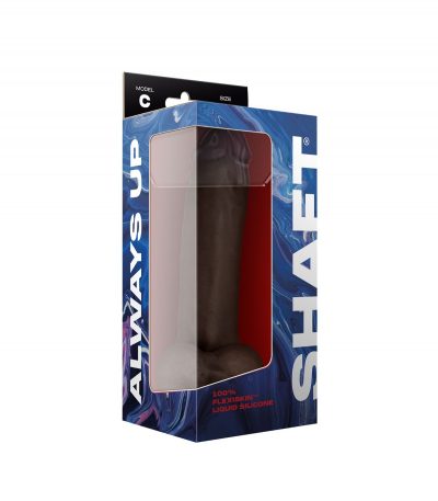 MODEL C 9.5" LIQUIDE SILICONE DONG W/BALLS - MAHOGANY - Imagen 2