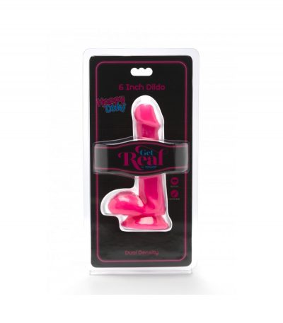 DUAL DENSITY PENIS W/ TESTICLES AND PINK SUCTION CUP 15 CM - Imagen 2