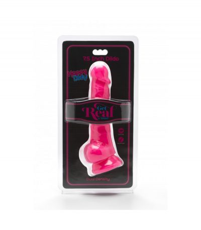 DUAL DENSITY PENIS W/ TESTICLES AND PINK SUCTION CUP 18 CM - Imagen 2