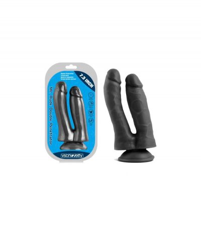 REALISTIC PENIS DOUBLE PENETRATION BLACK 18.5 CM - Imagen 2