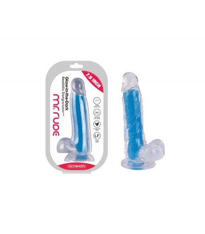 REALISTIC PHOSPHORESCENT BLUE PENIS 20 CM - Imagen 4