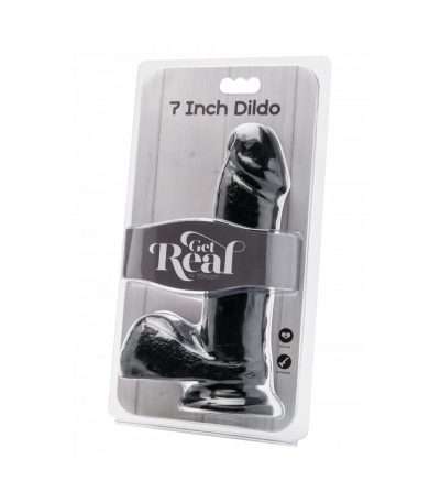 REALISTIC PENIS W/ TESTICLES AND SUCTION CUP BLACK 18 CM - Imagen 2