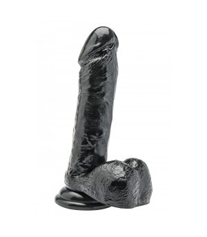 REALISTIC PENIS W/ TESTICLES AND SUCTION CUP BLACK 18 CM