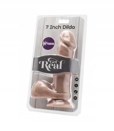 VIBRATING PENIS W/ TESTICLES AND SUCTION CUP 18 CM - Imagen 2