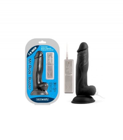 MR RUDE BUZZER BLACK VIBRATOR PENIS 20 CM - Imagen 2