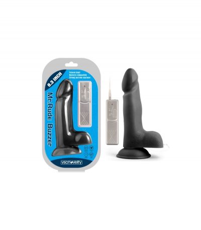 MR RUDE BUZZER BLACK VIBRATOR PENIS 21 CM - Imagen 2