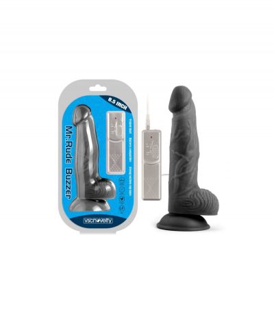 MR RUDE BUZZER BLACK VIBRATOR PENIS 22 CM - Imagen 2