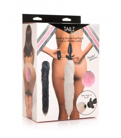 VIBRATOR PLUG W/ CONTROL AND 3 DIFFERENT TAILS - Imagen 2