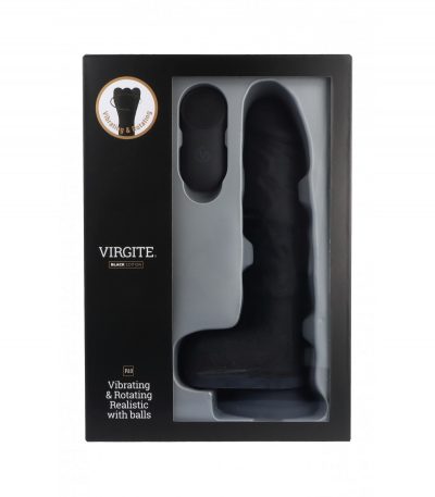 REALISTIC VIBRATOR & ROTATOR R10 BLACK 21CM W/ REMOTE CONTROL - Imagen 2