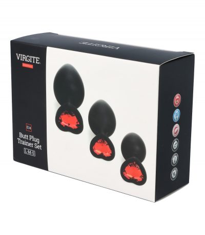 SET PLUG X3 E14 SILICONE BLACK-RUBY HEART - Imagen 2