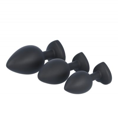 SET PLUG X3 E14 SILICONE BLACK-RUBY HEART - Imagen 3