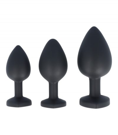 SET PLUG X3 E14 SILICONE BLACK-RUBY HEART - Imagen 4