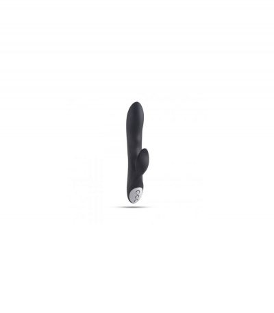 SILICONE VIBRATOR WITH BLACK RECHARGEABLE STIMULATOR