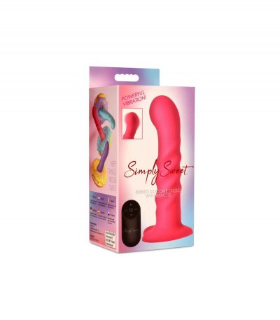 STRIATED SILICONE VIBRATOR WITH PINK CONTROL - Imagen 2