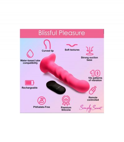 STRIATED SILICONE VIBRATOR WITH PINK CONTROL - Imagen 3