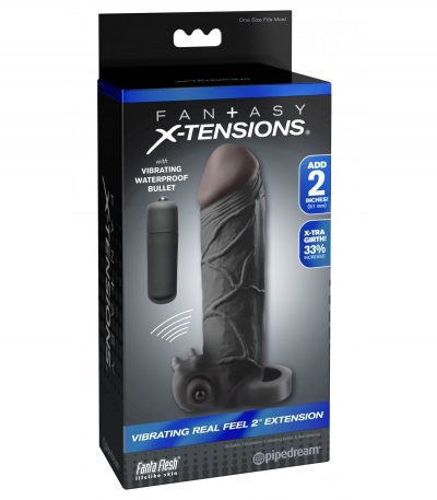 VIBRATING PIPEDREAM - REAL FEEL 2" EXTENSION BLACK - Imagen 2