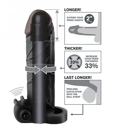 VIBRATING PIPEDREAM - REAL FEEL 2" EXTENSION BLACK - Imagen 3
